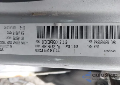 2012 Chrysler 200 Lx from USA, damaged, VIN 1C3CCBAB2CN101116